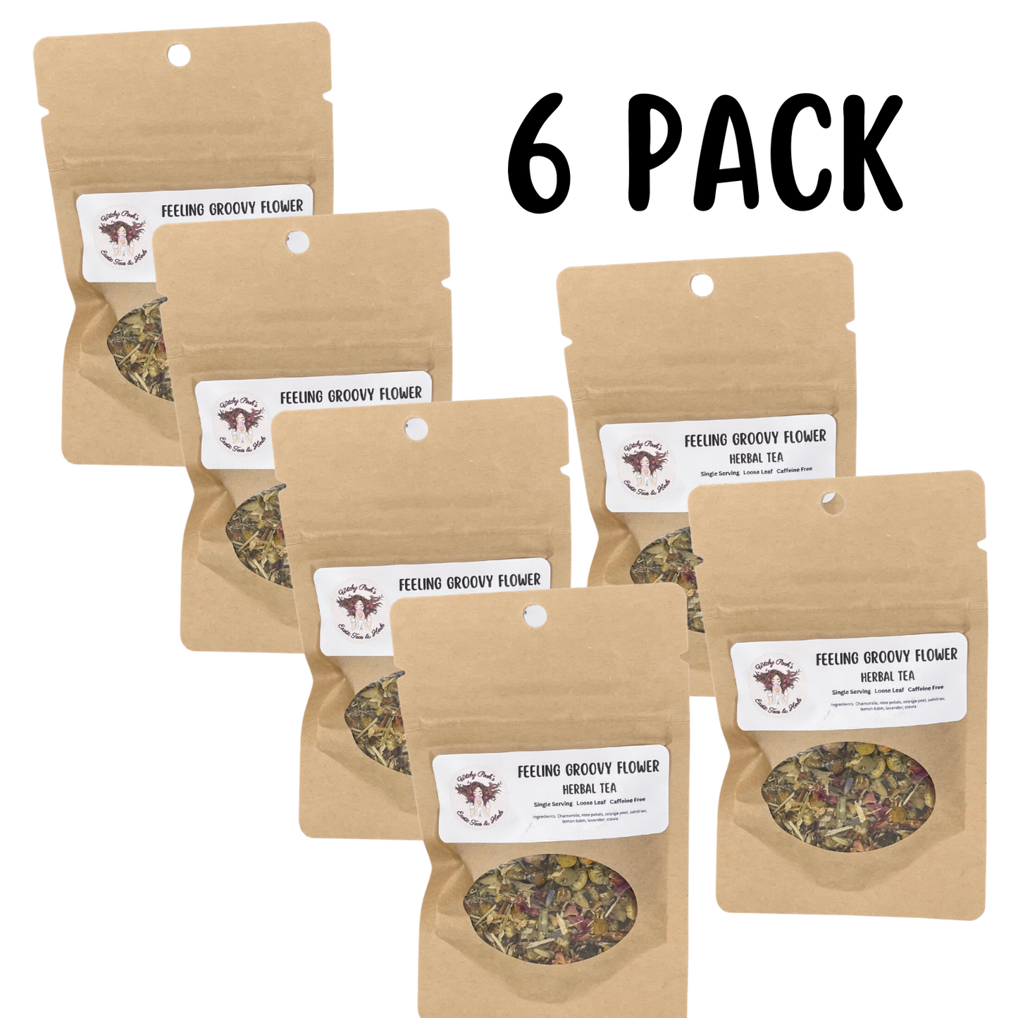 Witchy Pooh's Feeling Groovy Flower Loose Leaf Herbal Tea For Relaxation Caffeine Free