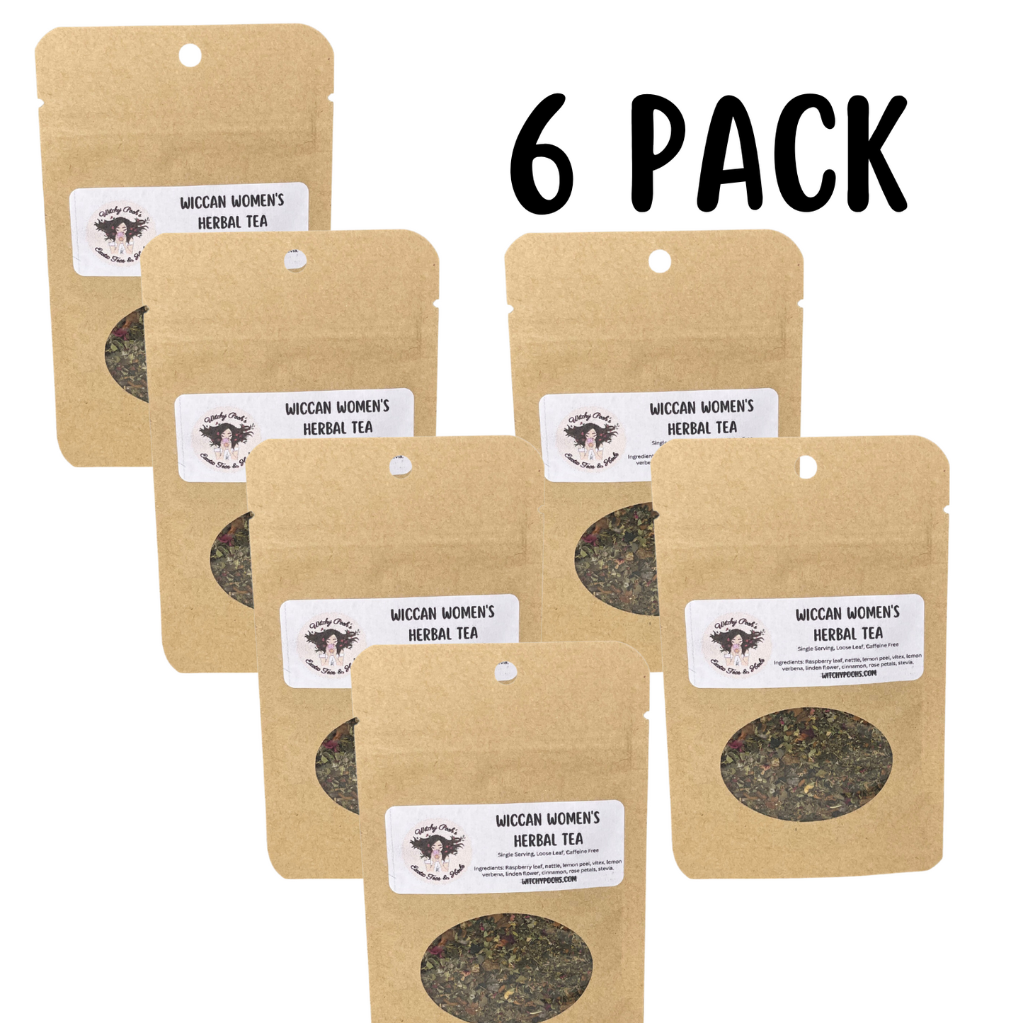 Witchy Pooh's Wiccan Women's Loose Leaf Herbal Tea, Caffeine Free