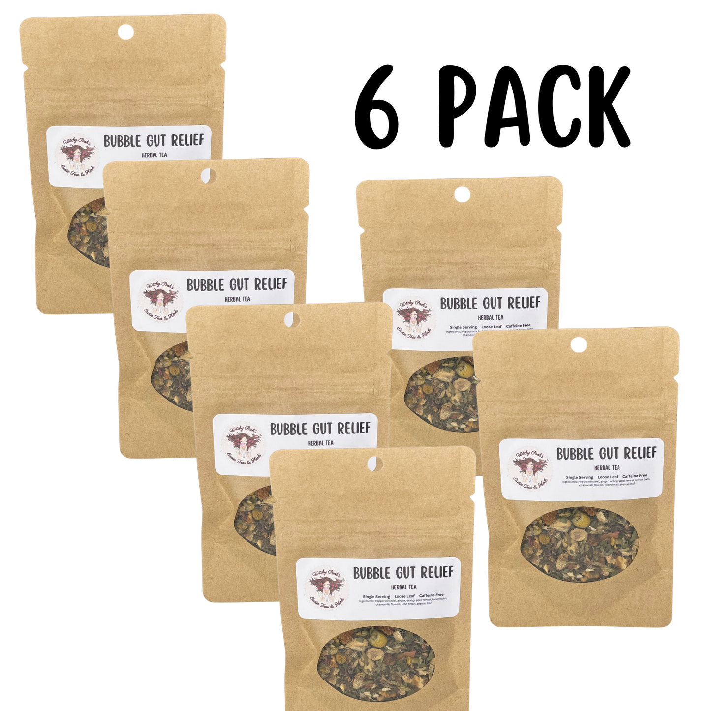 Witchy Pooh's Bubble Gut Relief Loose Leaf Herbal Tea, Caffeine Free, for Digestive Issues