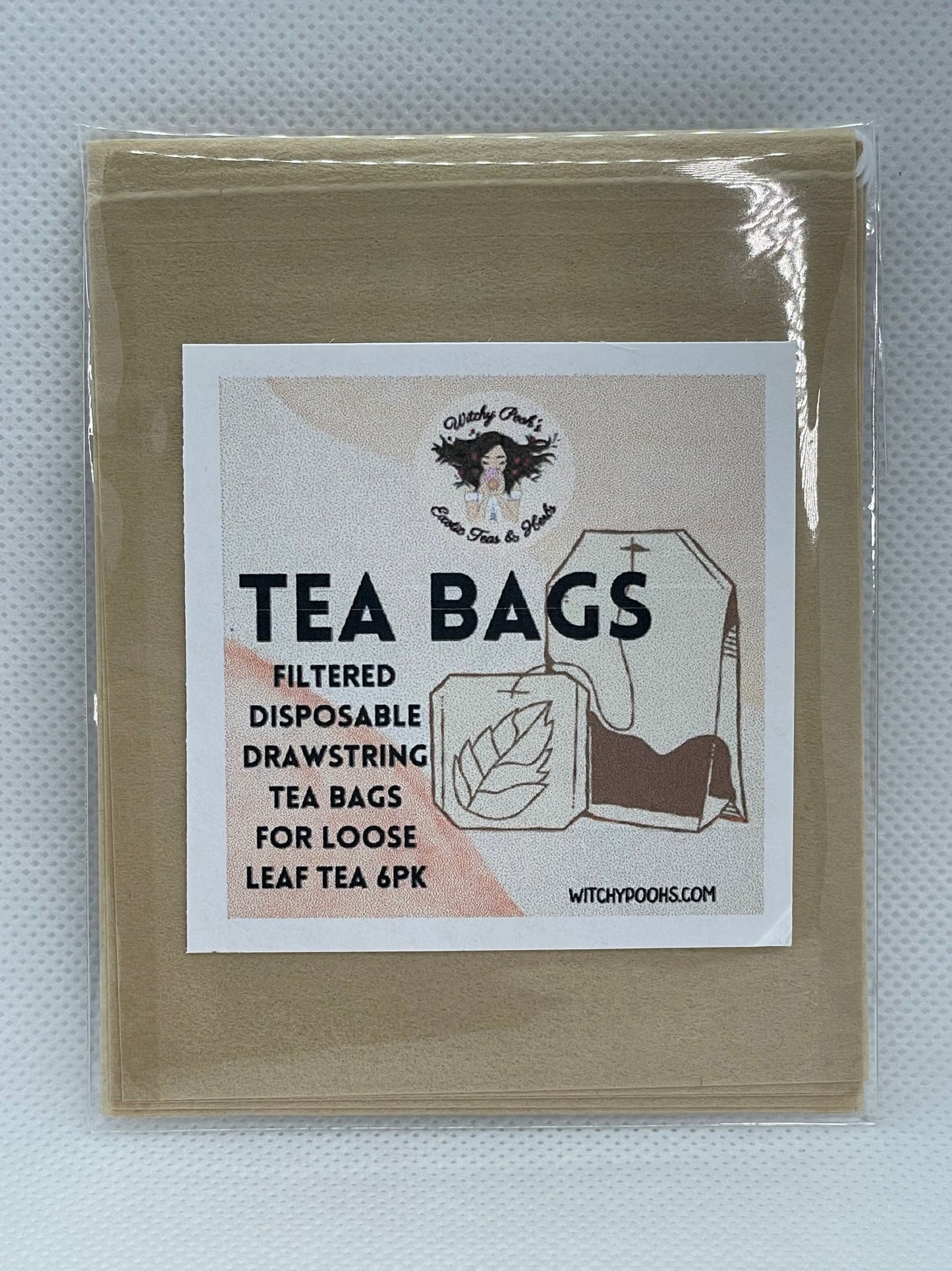 Witchy Pooh's Tea Bags for Loose Leaf Tea, 6 pack, Filtered, Disposable, Drawstring