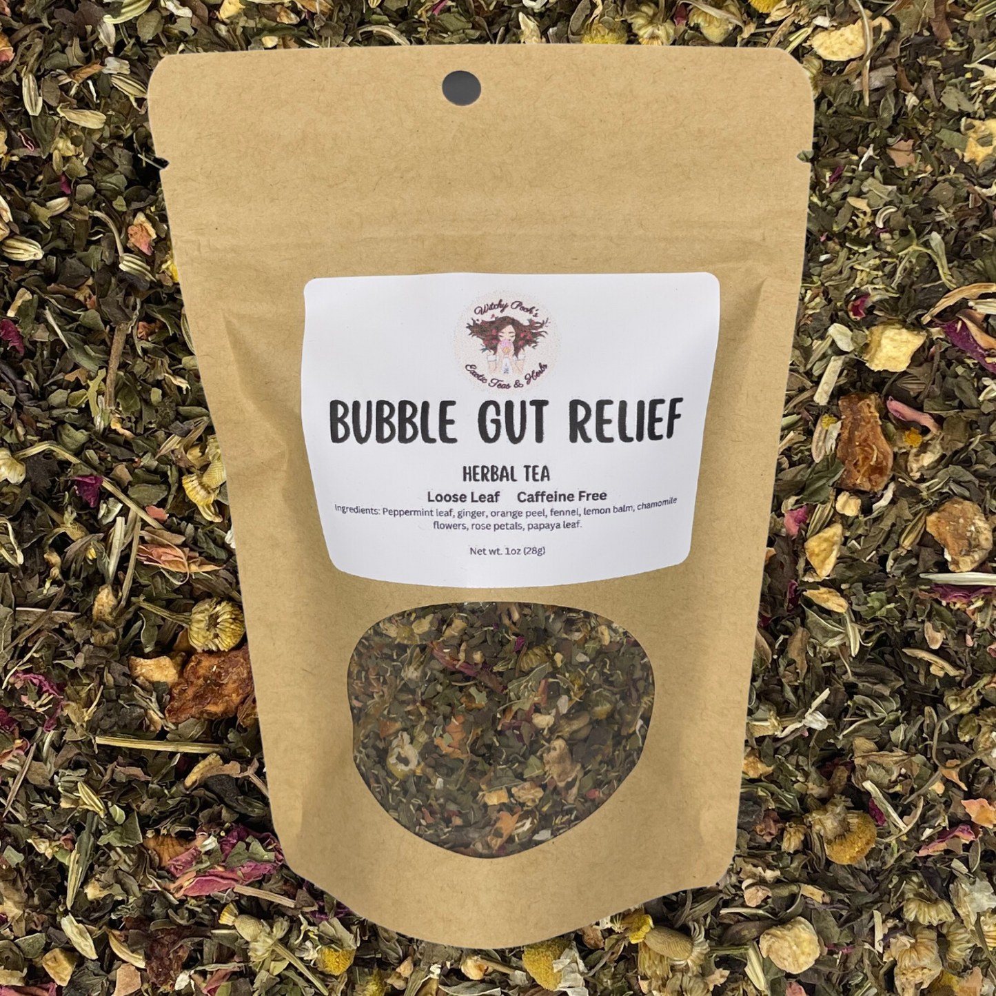 Witchy Pooh's Bubble Gut Relief Loose Leaf Herbal Tea, Caffeine Free, for Digestive Issues