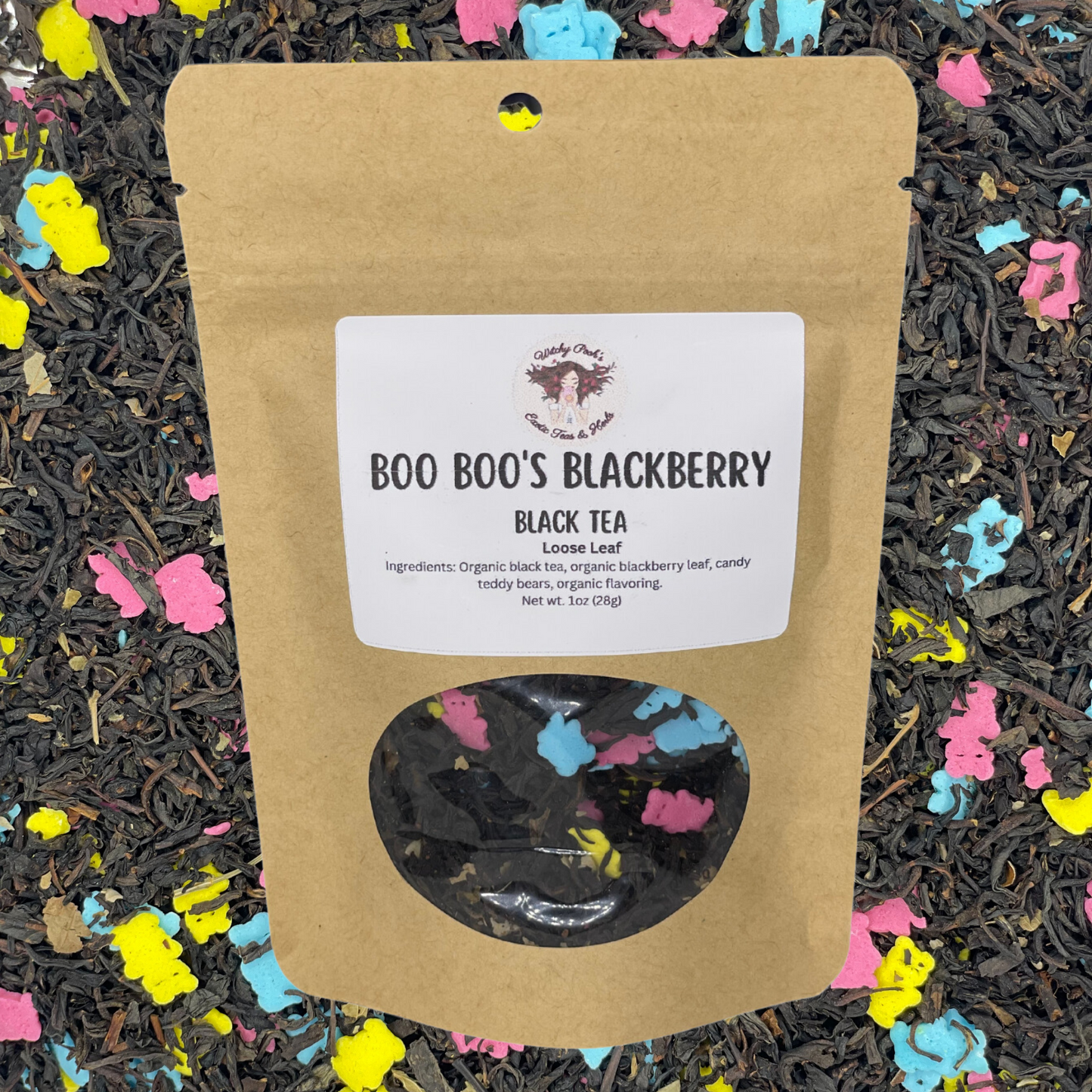 Witchy Pooh's Boo Boo's Blackberry Loose Leaf Black Tea with Candy Teddy Bears