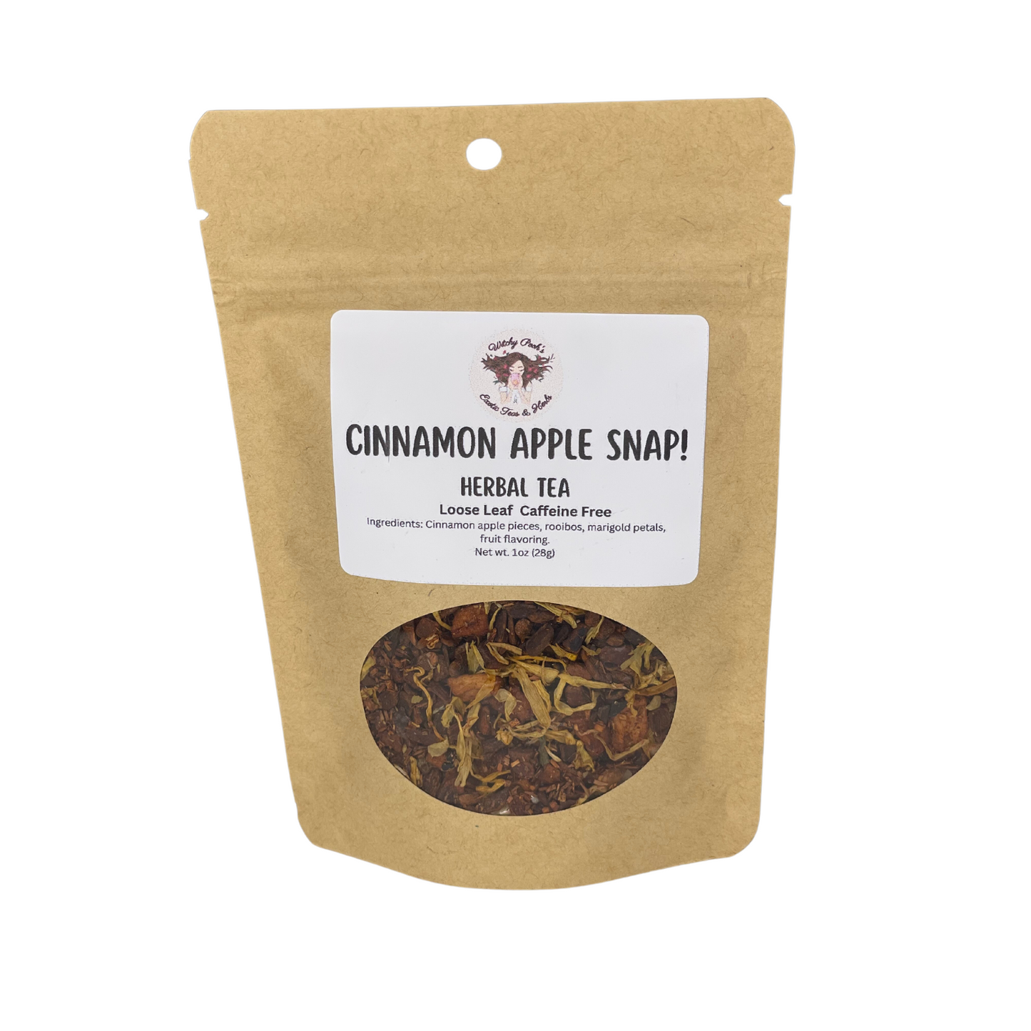 Witchy Pooh's Cinnamon Apple Snap! Loose Leaf Apple Fruit Rooibos Herbal Tea, Caffeine Free