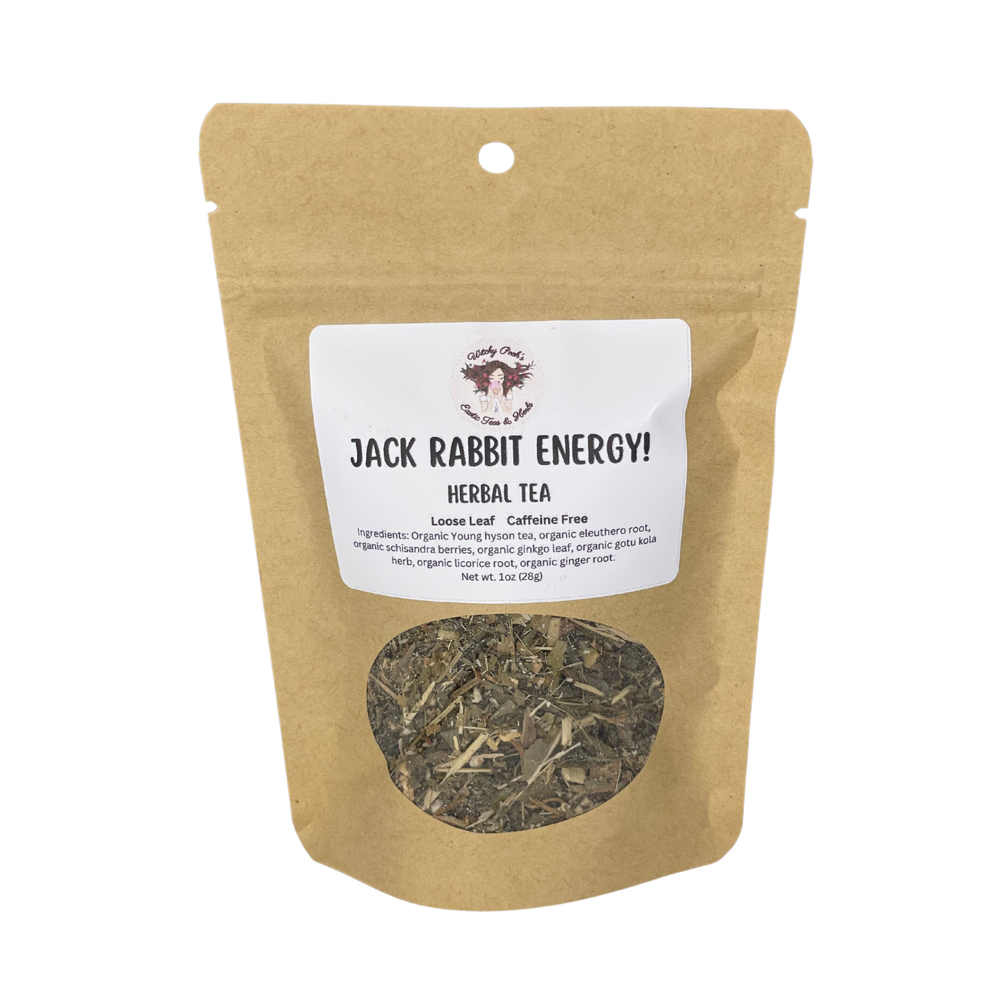 Witchy Pooh's Jack Rabbit Energy! Loose Leaf Functional Herbal Tea, Caffeine Free, Sugar Free Energy Drink