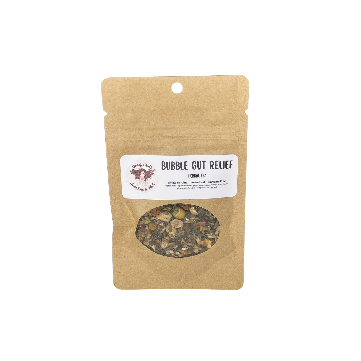 Witchy Pooh's Bubble Gut Relief Loose Leaf Herbal Tea, Caffeine Free, for Digestive Issues