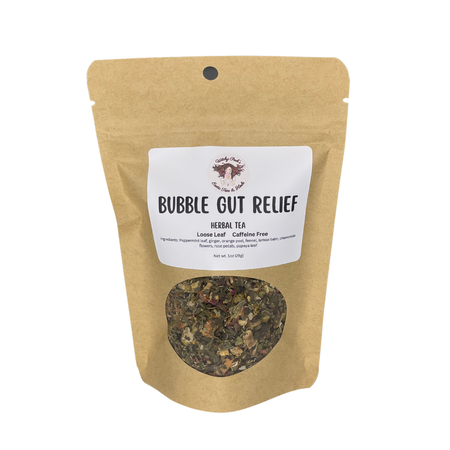 Witchy Pooh's Bubble Gut Relief Loose Leaf Herbal Tea, Caffeine Free, for Digestive Issues