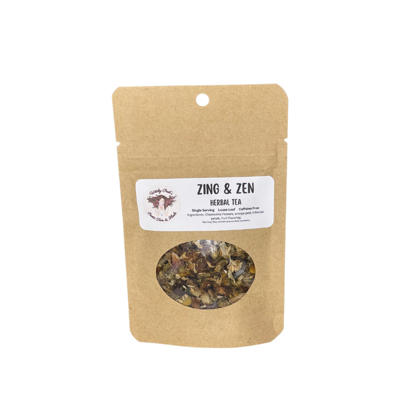 Witchy Pooh's Zing & Zen Loose Leaf Citrus Flavored Chamomile Herbal Tea, Caffeine Free