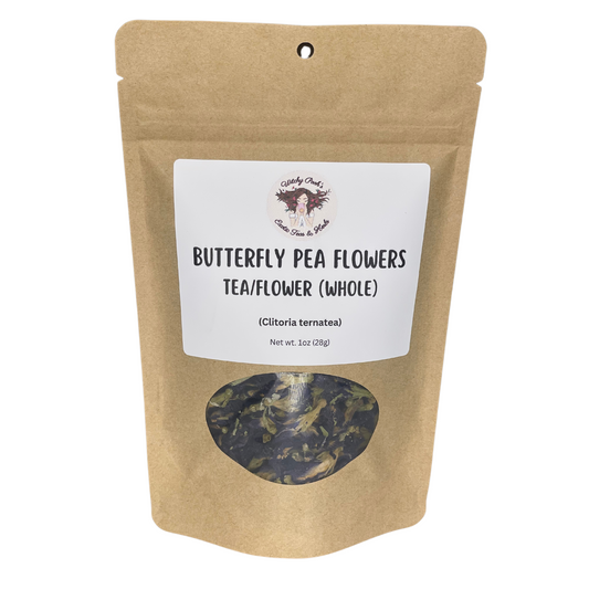 Witchy Pooh's Butterfly Pea Flower Loose Leaf Herbal Blue Colored Tea, Add Lime to Turn Purple!