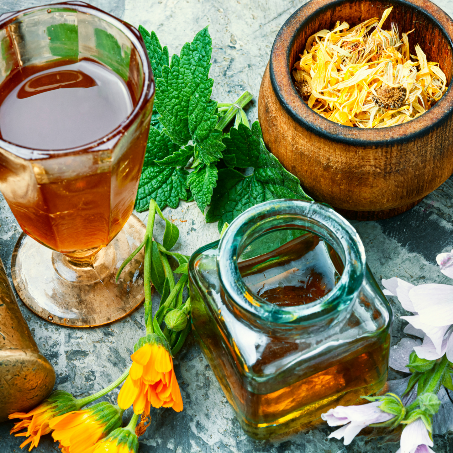 Witchy Pooh's Marigold Flower Petal Loose Leaf Calendula Herbal Tea For Wealth Rituals, Caffeine Free