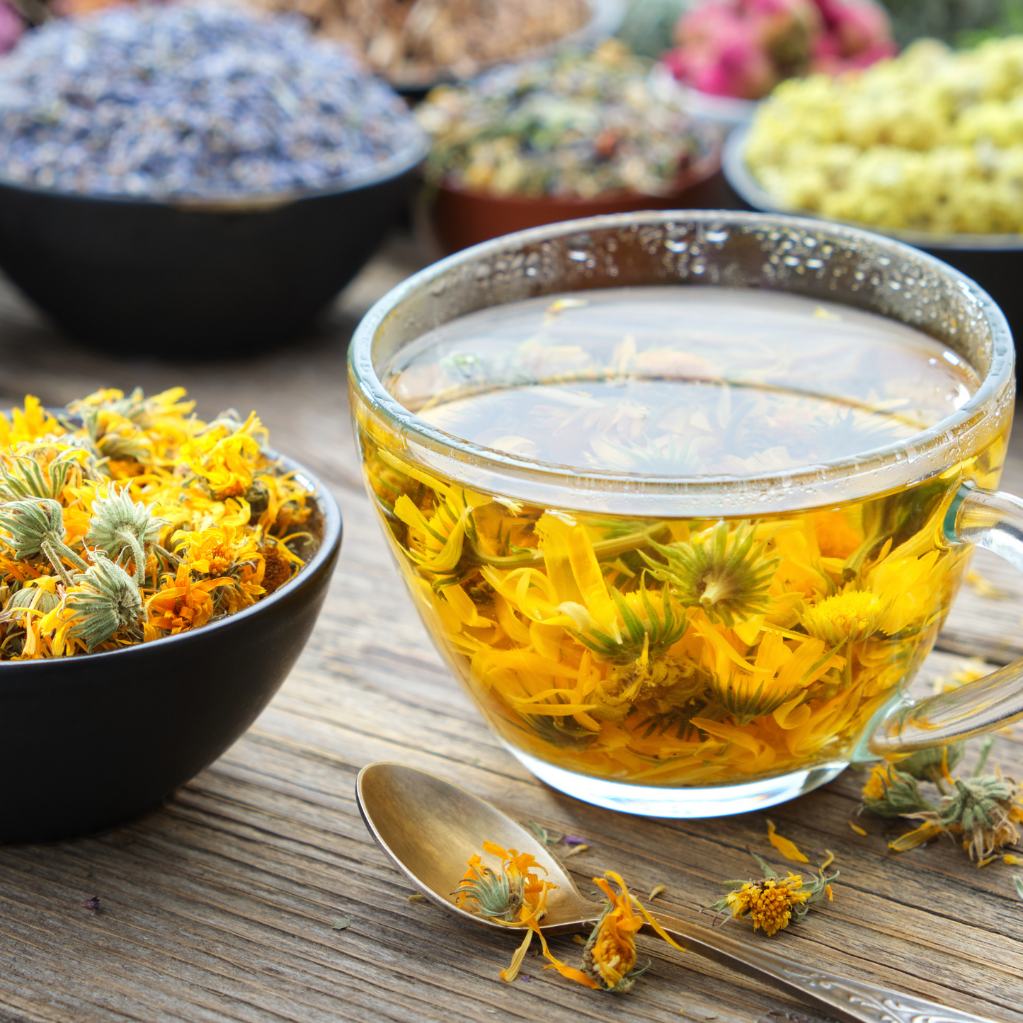 Witchy Pooh's Marigold Flower Petal Loose Leaf Calendula Herbal Tea For Wealth Rituals, Caffeine Free