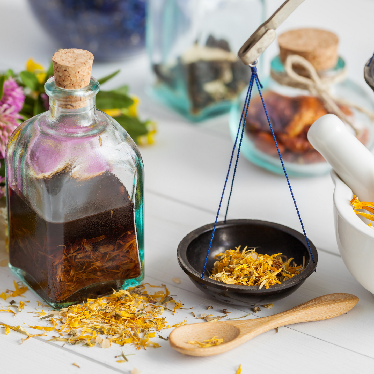 Witchy Pooh's Marigold Flower Petal Loose Leaf Calendula Herbal Tea For Wealth Rituals, Caffeine Free