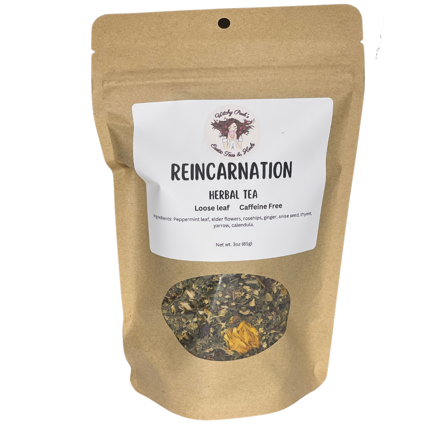 Witchy Pooh's Reincarnation Loose Leaf Functional Herbal Tea, Caffeine Free, For Cold and Flu Relief, Immune Boost