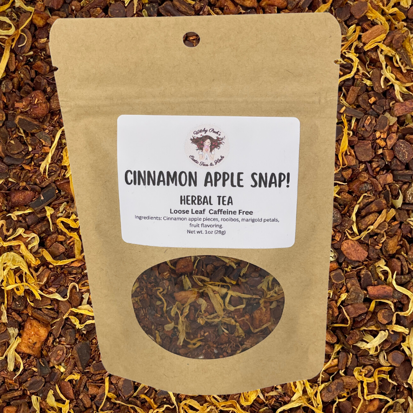 Witchy Pooh's Cinnamon Apple Snap! Loose Leaf Apple Fruit Rooibos Herbal Tea, Caffeine Free