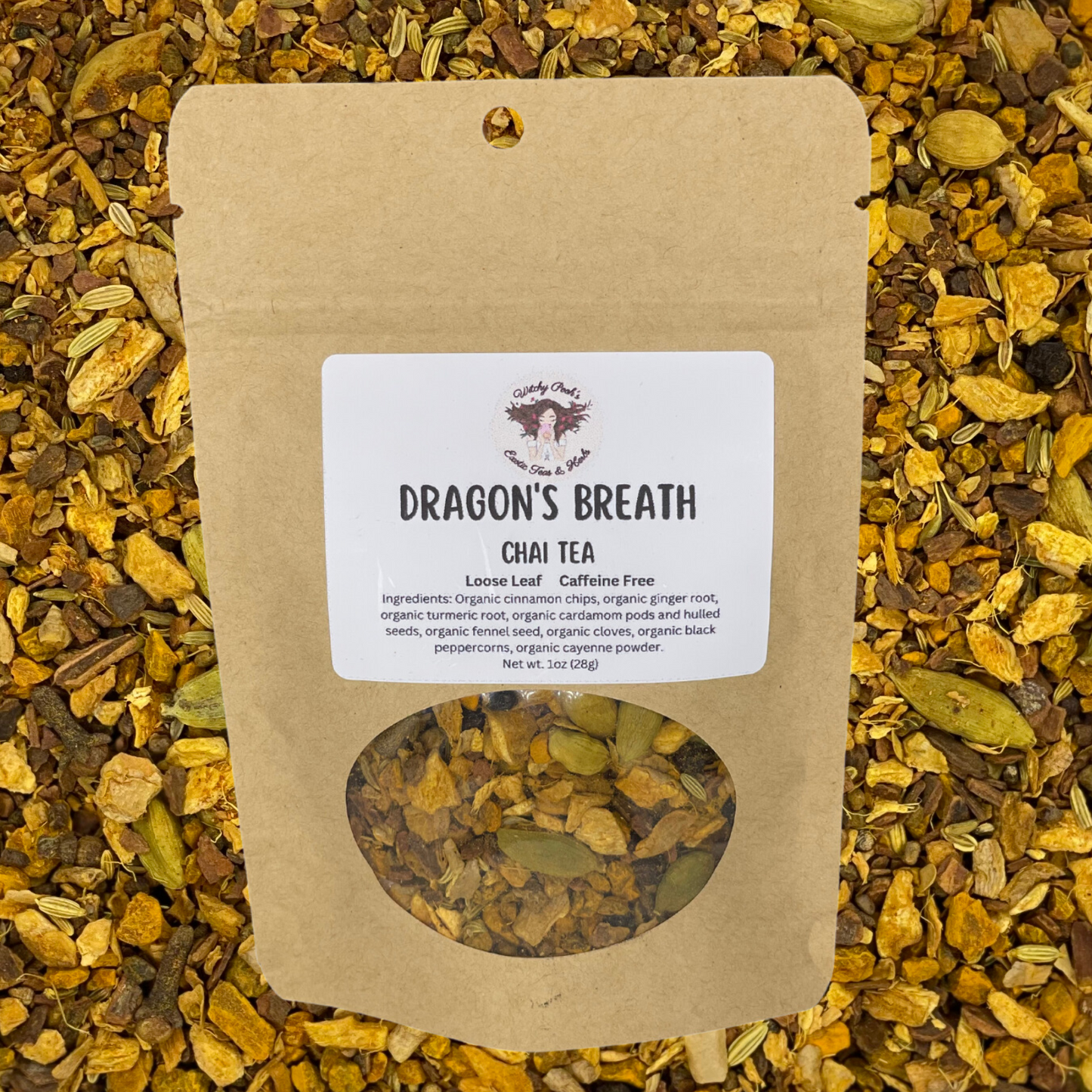 Witchy Pooh's Dragon's Breath Loose Leaf Spicy Chai Herbal Tea, Bloody Mary Mix, Caffeine Free