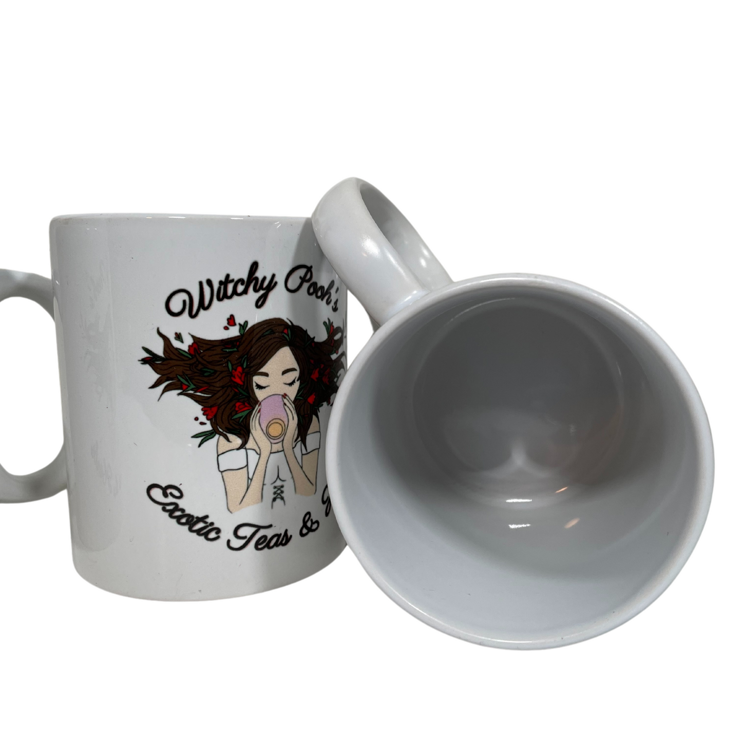 Witchy Pooh's Mugs, White Coffee Cup with The Witchy Pooh Logo