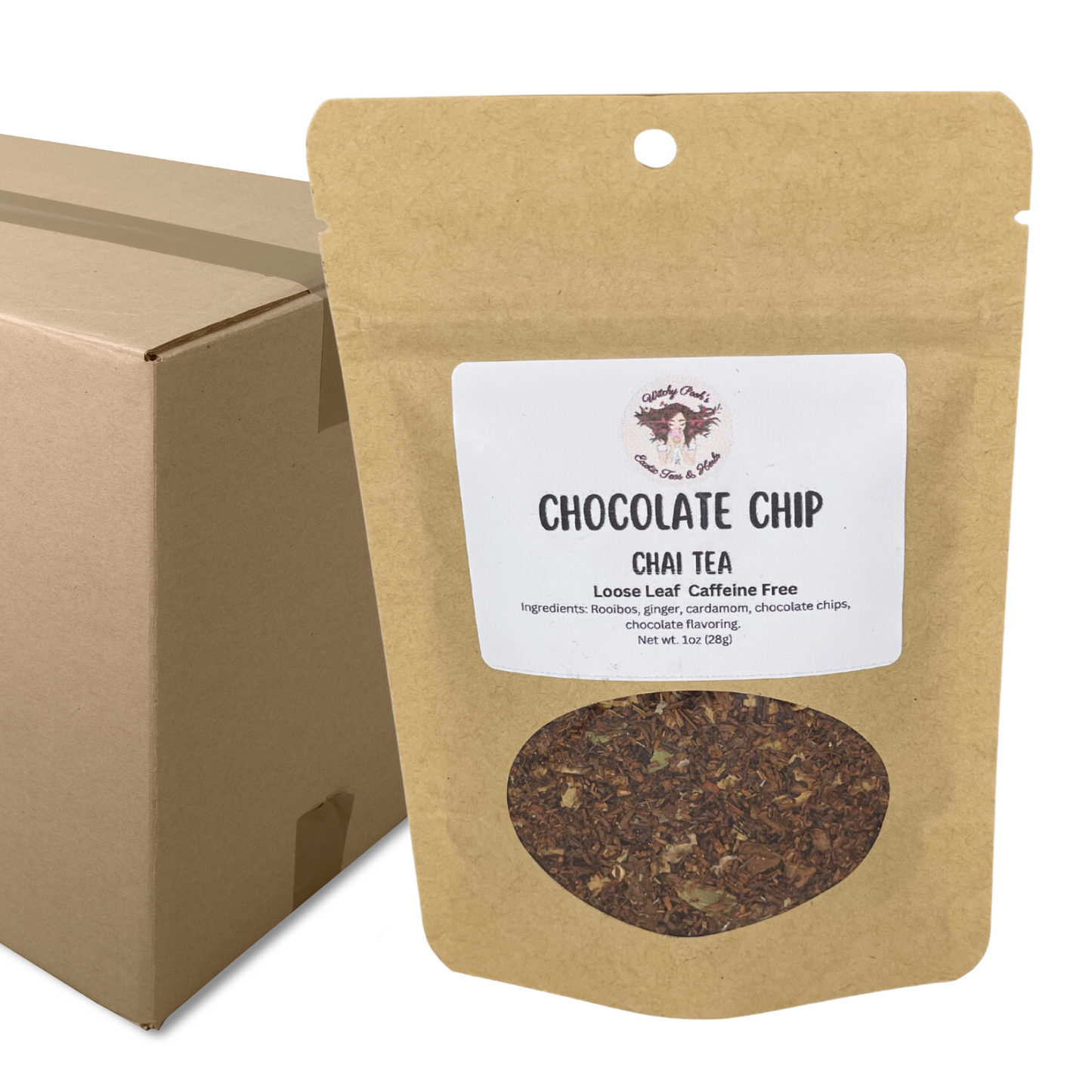 Witchy Pooh's Chocolate Chip Chai Loose Leaf Rooibos Herbal Tea with Real Chocolate Chips!