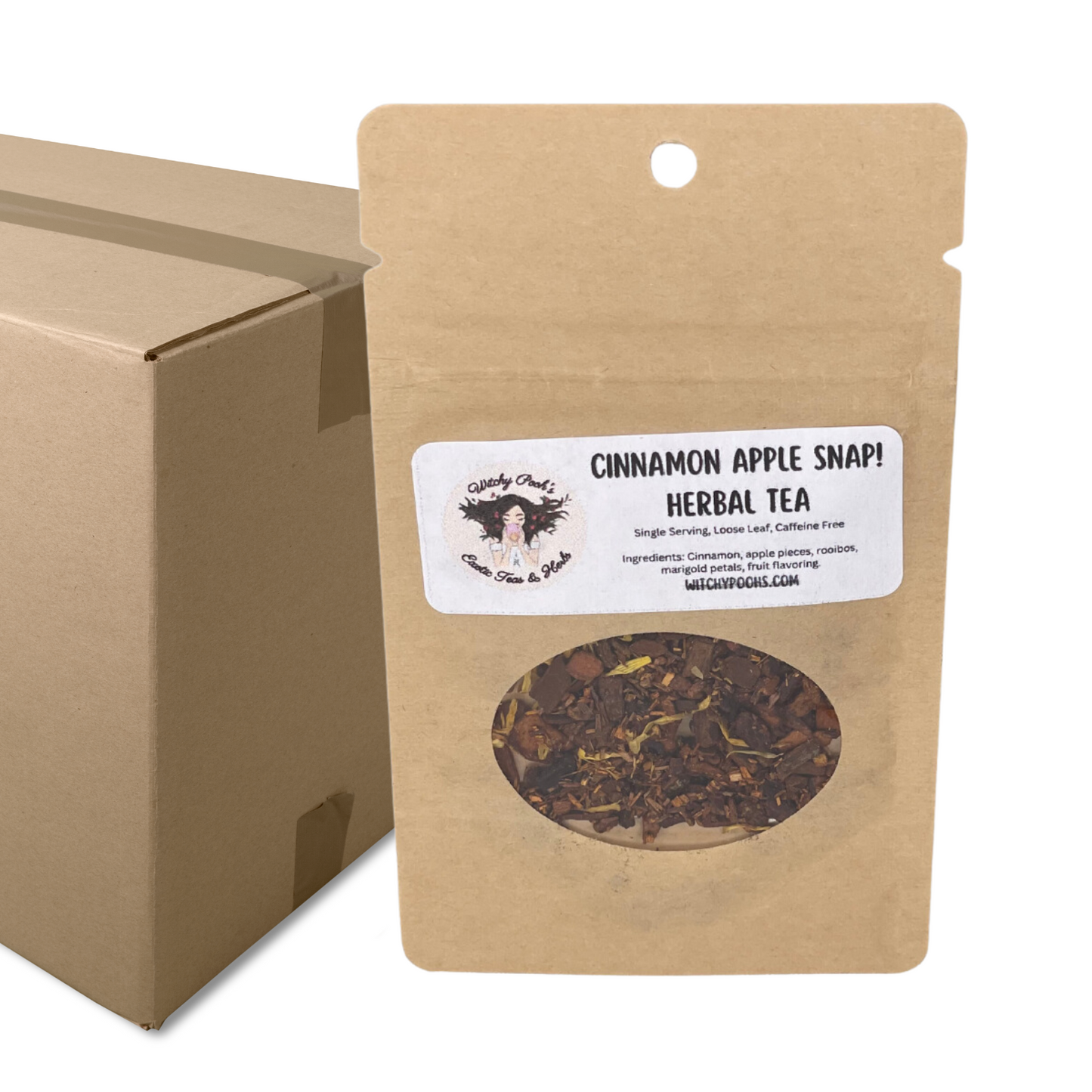 Witchy Pooh's Cinnamon Apple Snap! Loose Leaf Apple Fruit Rooibos Herbal Tea, Caffeine Free