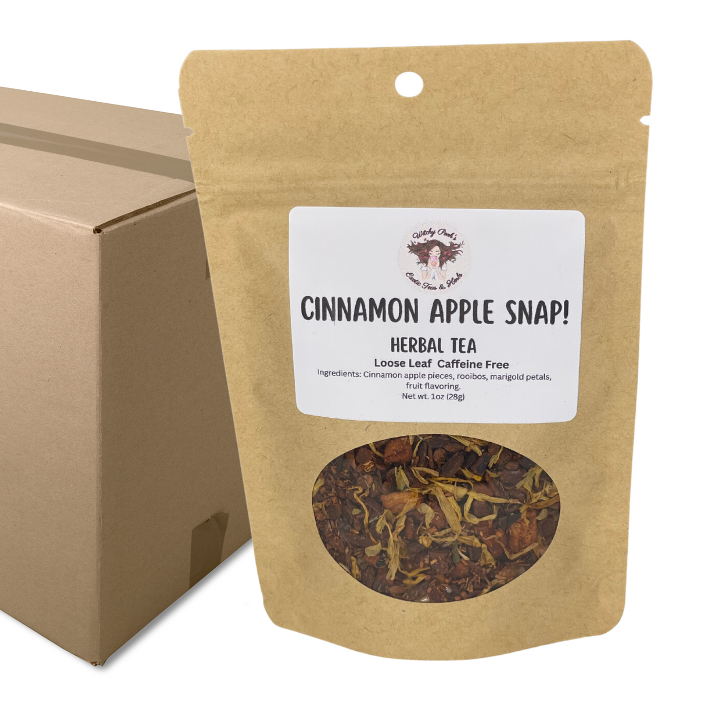 Witchy Pooh's Cinnamon Apple Snap! Loose Leaf Apple Fruit Rooibos Herbal Tea, Caffeine Free