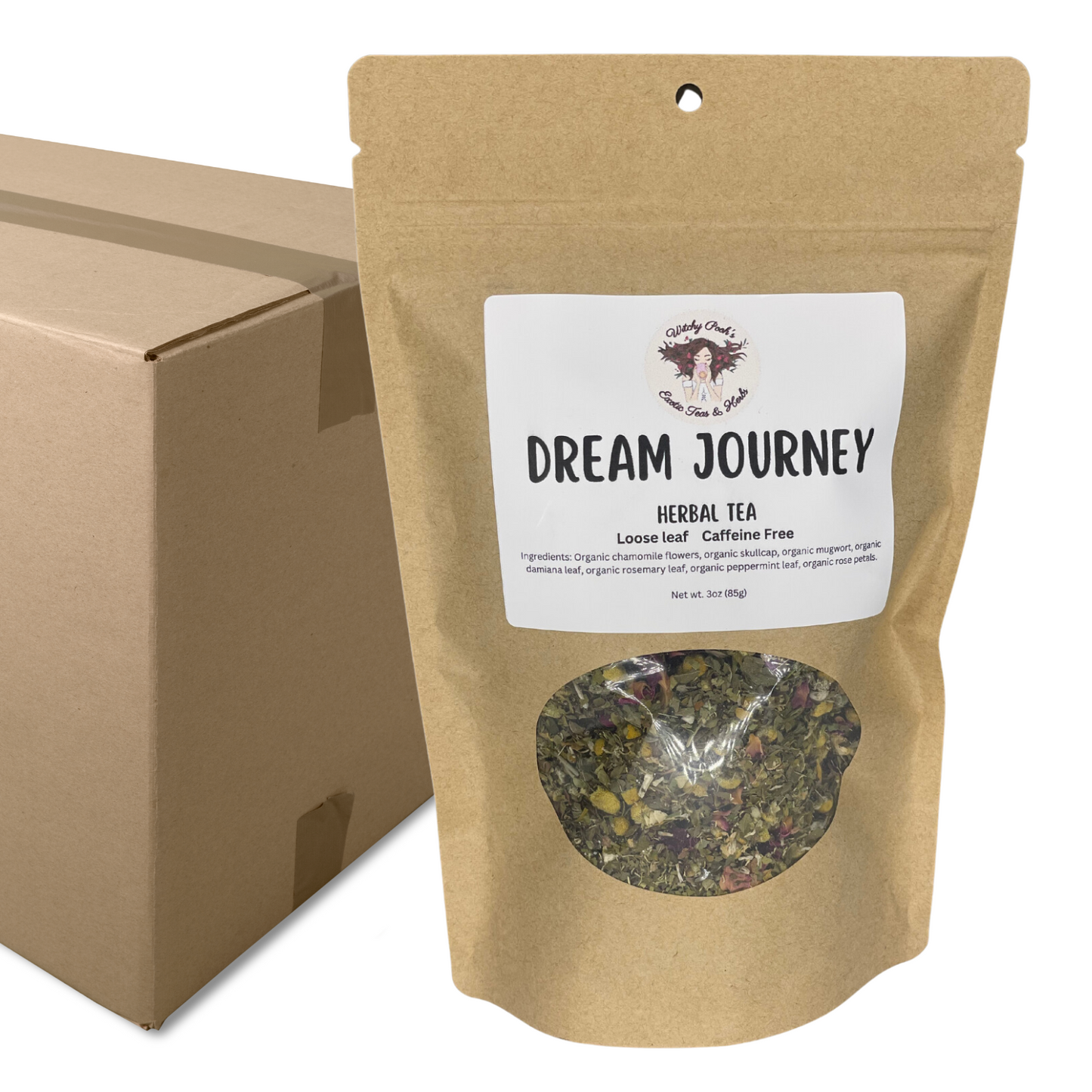 Witchy Pooh's Dream Journey Loose Leaf Organic Functional Tea to Sleep and Enhance Dreaming, Caffeine Free