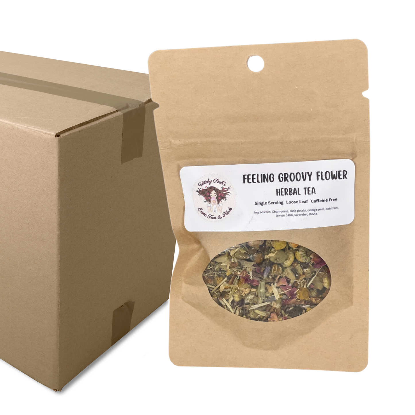 Witchy Pooh's Feeling Groovy Flower Loose Leaf Herbal Tea For Relaxation Caffeine Free