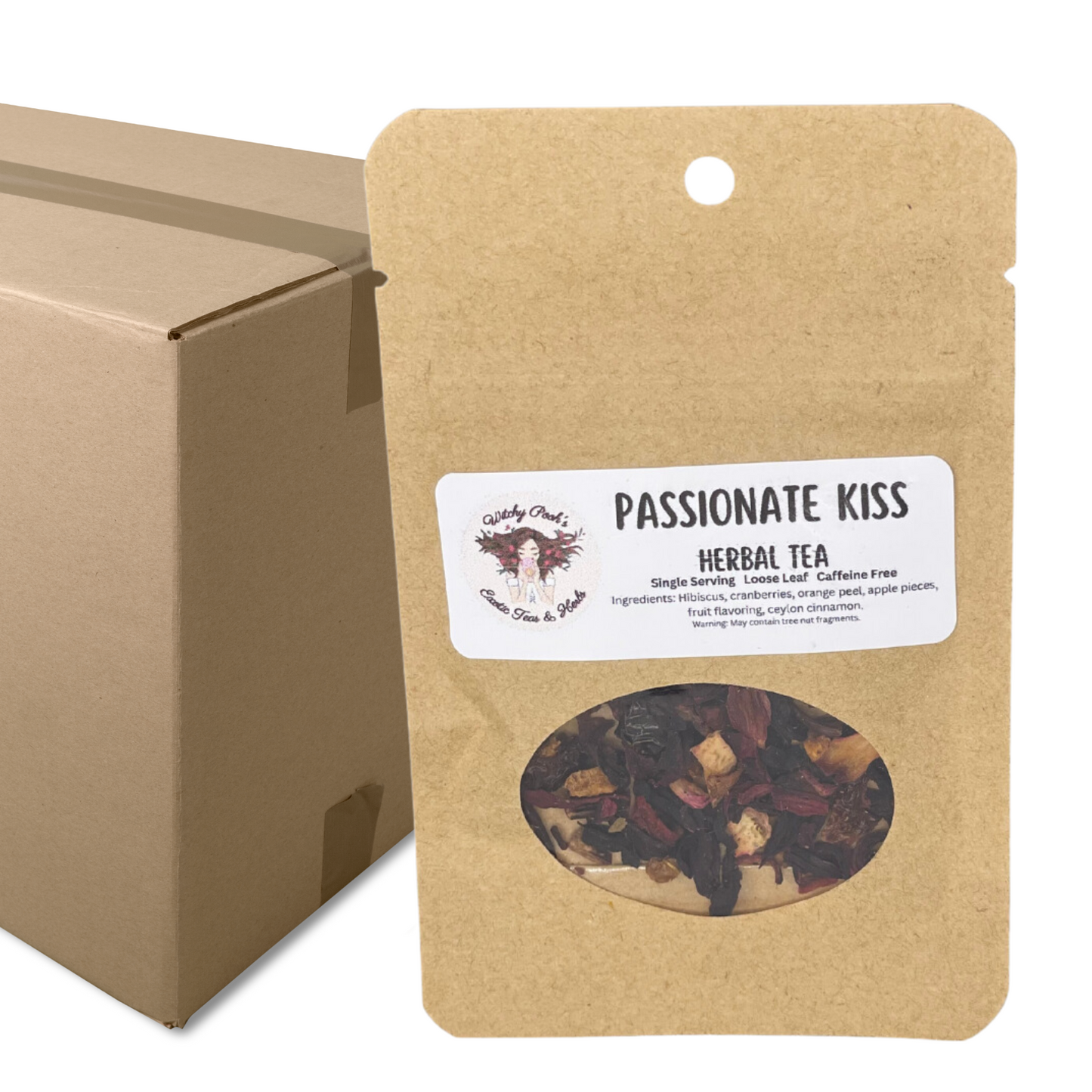 Witchy Pooh's Passionate Kiss Loose Leaf Fruit Hibiscus Herbal Tea, Caffeine Free