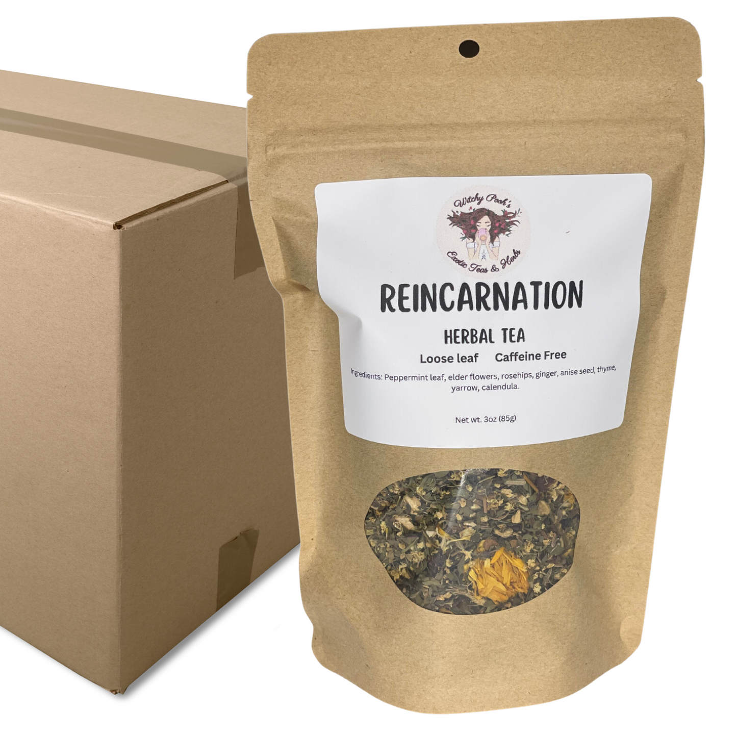 Witchy Pooh's Reincarnation Loose Leaf Functional Herbal Tea, Caffeine Free, For Cold and Flu Relief, Immune Boost