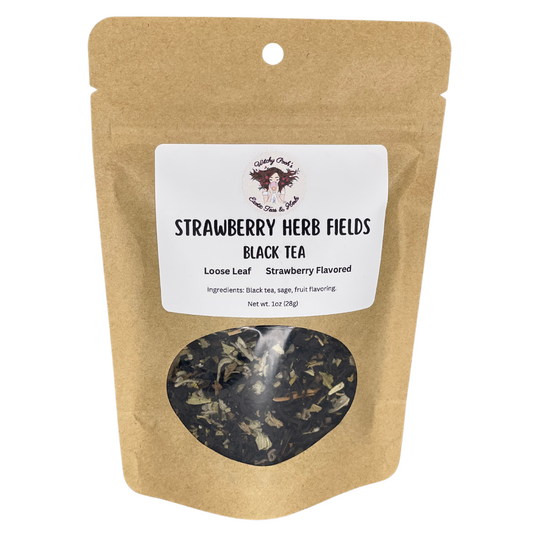 Witchy Pooh's Strawberry Herb Fields Strawberry Flavored Black Loose Leaf Tea with Sage Leaf