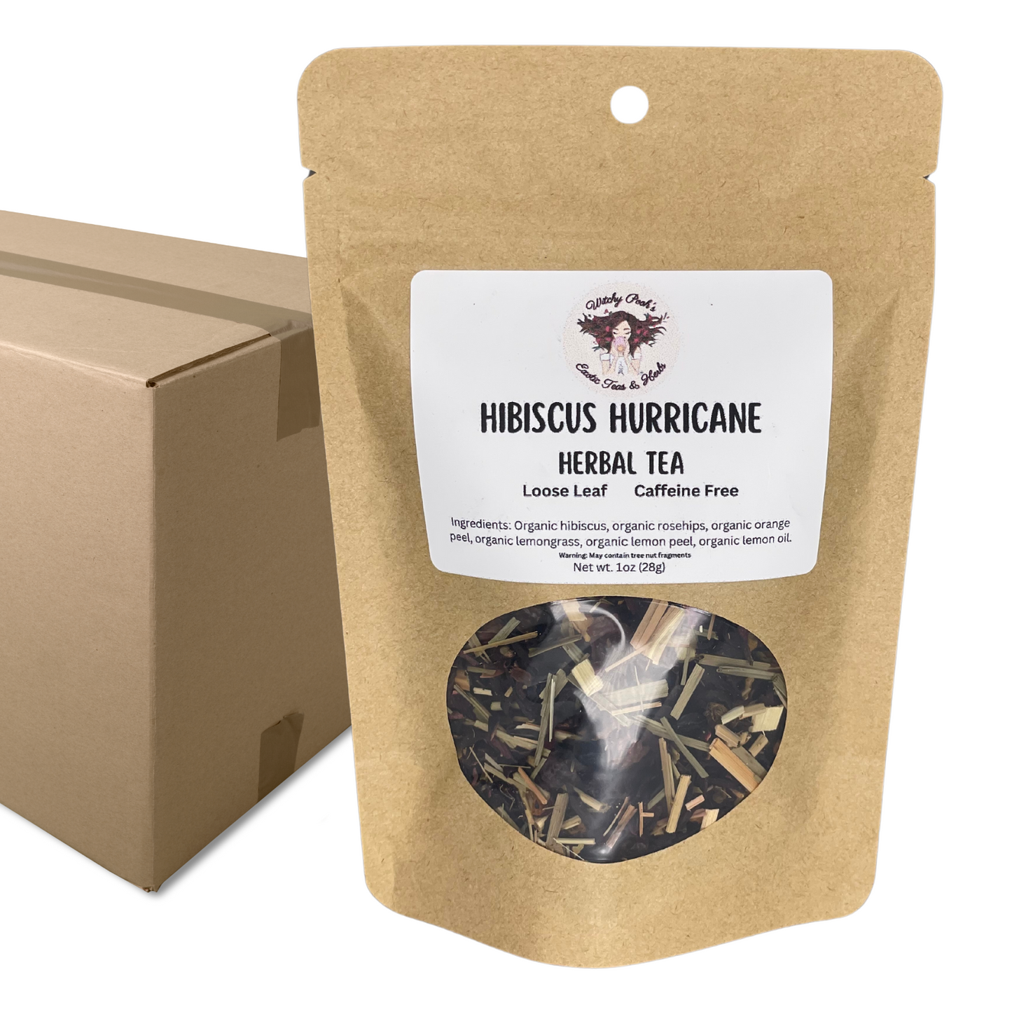 Witchy Pooh's Hibiscus Hurricane Organic Loose Leaf Herbal Fruit Tea, Caffeine Free