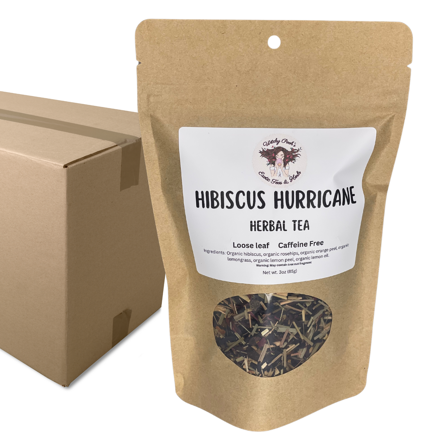 Witchy Pooh's Hibiscus Hurricane Organic Loose Leaf Herbal Fruit Tea, Caffeine Free