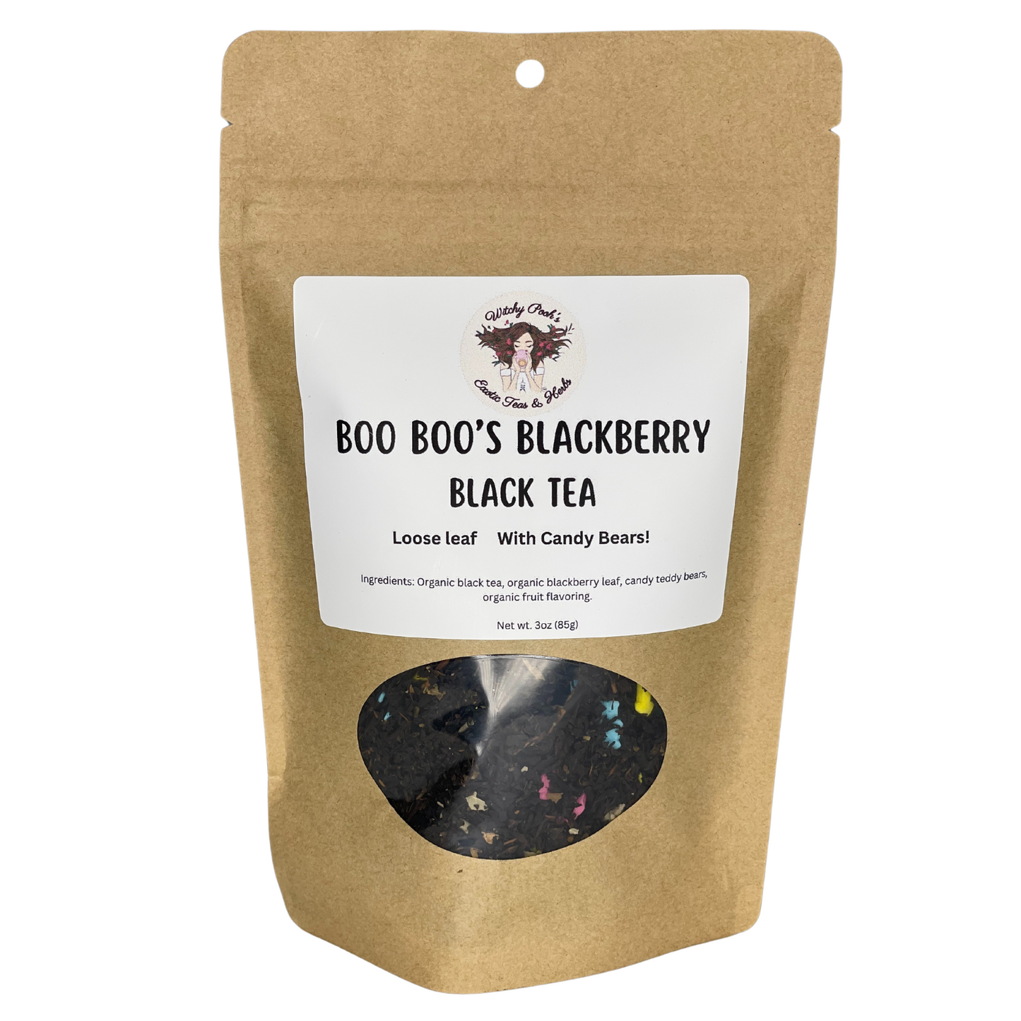 Witchy Pooh's Boo Boo's Blackberry Loose Leaf Black Tea with Candy Teddy Bears