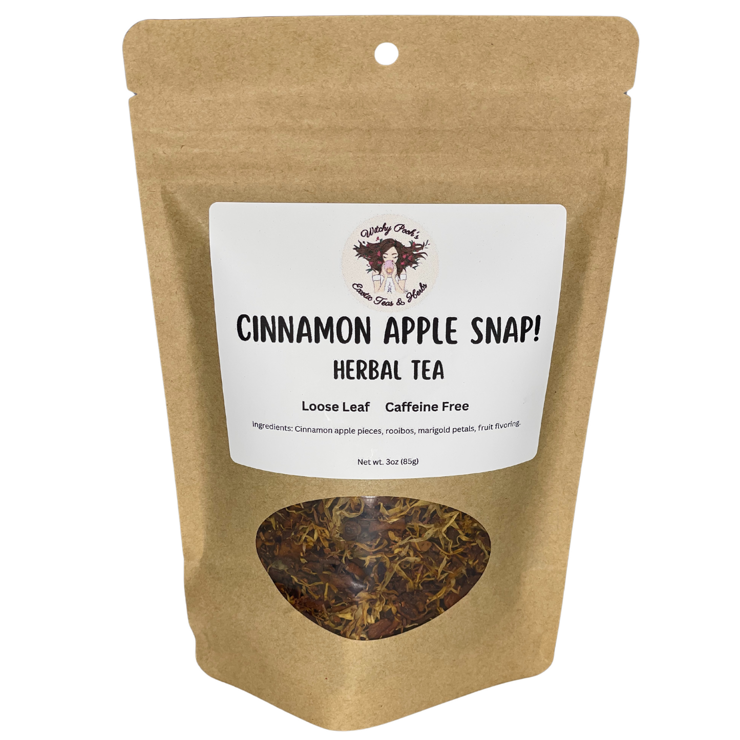 Witchy Pooh's Cinnamon Apple Snap! Loose Leaf Apple Fruit Rooibos Herbal Tea, Caffeine Free