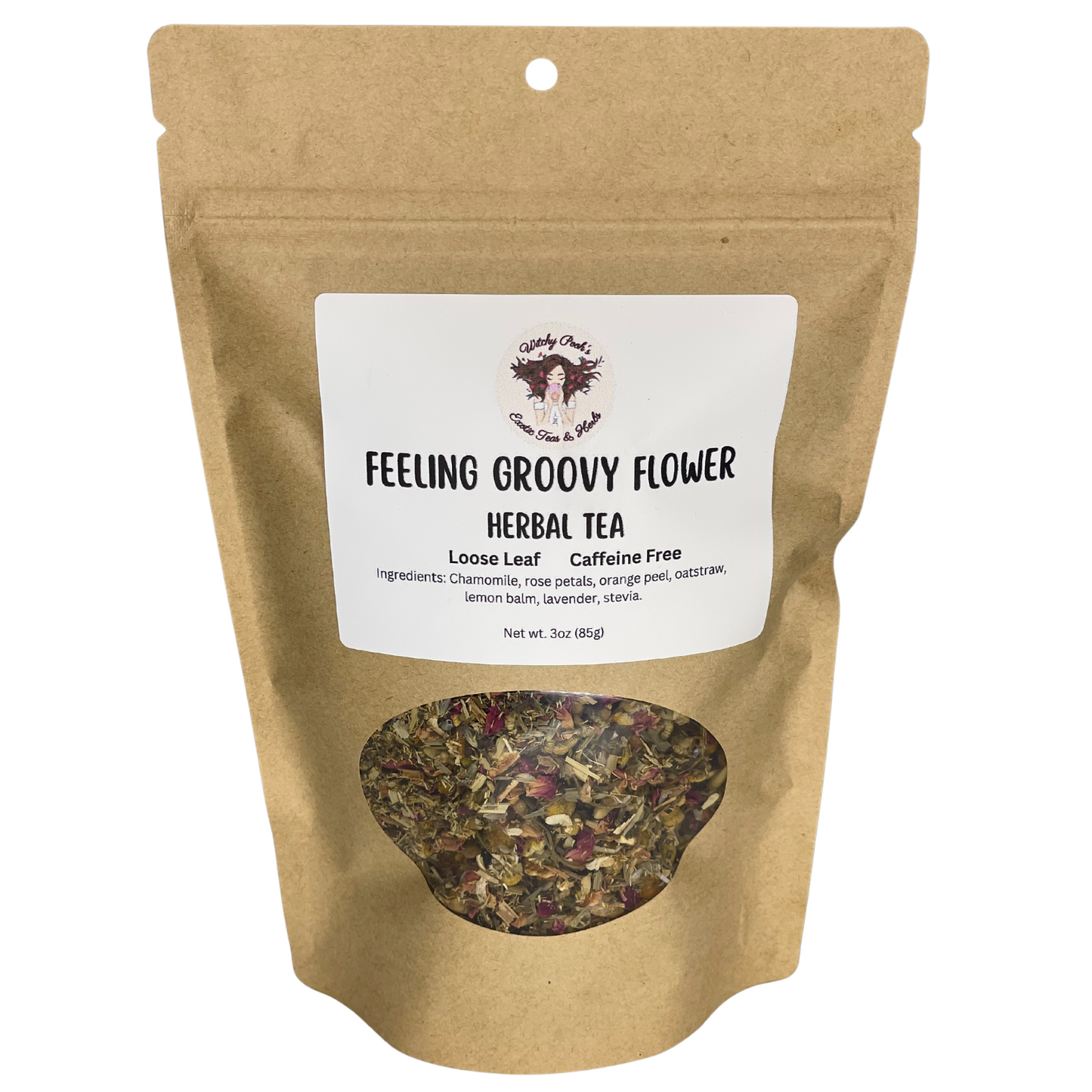 Witchy Pooh's Feeling Groovy Flower Loose Leaf Herbal Tea For Relaxation Caffeine Free