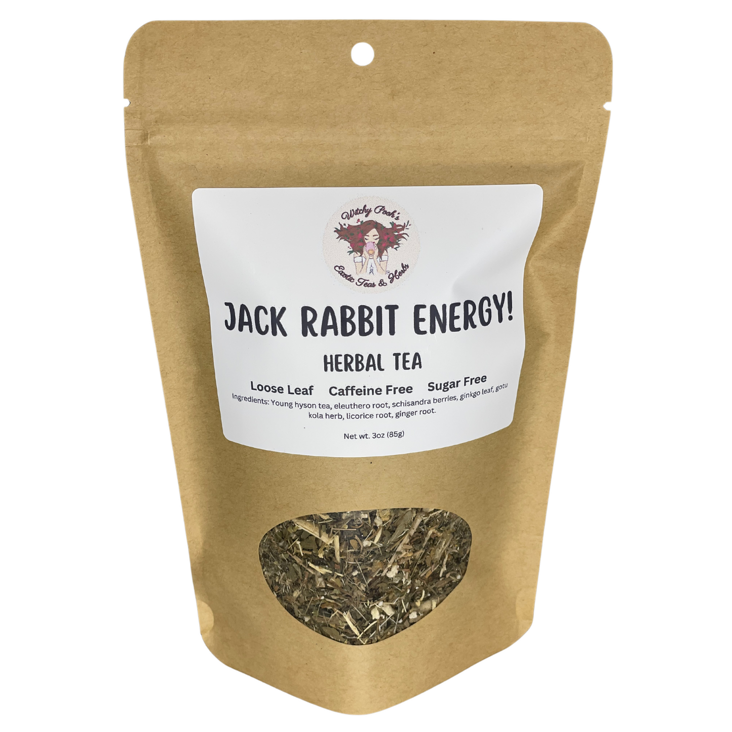 Witchy Pooh's Jack Rabbit Energy! Loose Leaf Functional Herbal Tea, Caffeine Free, Sugar Free Energy Drink