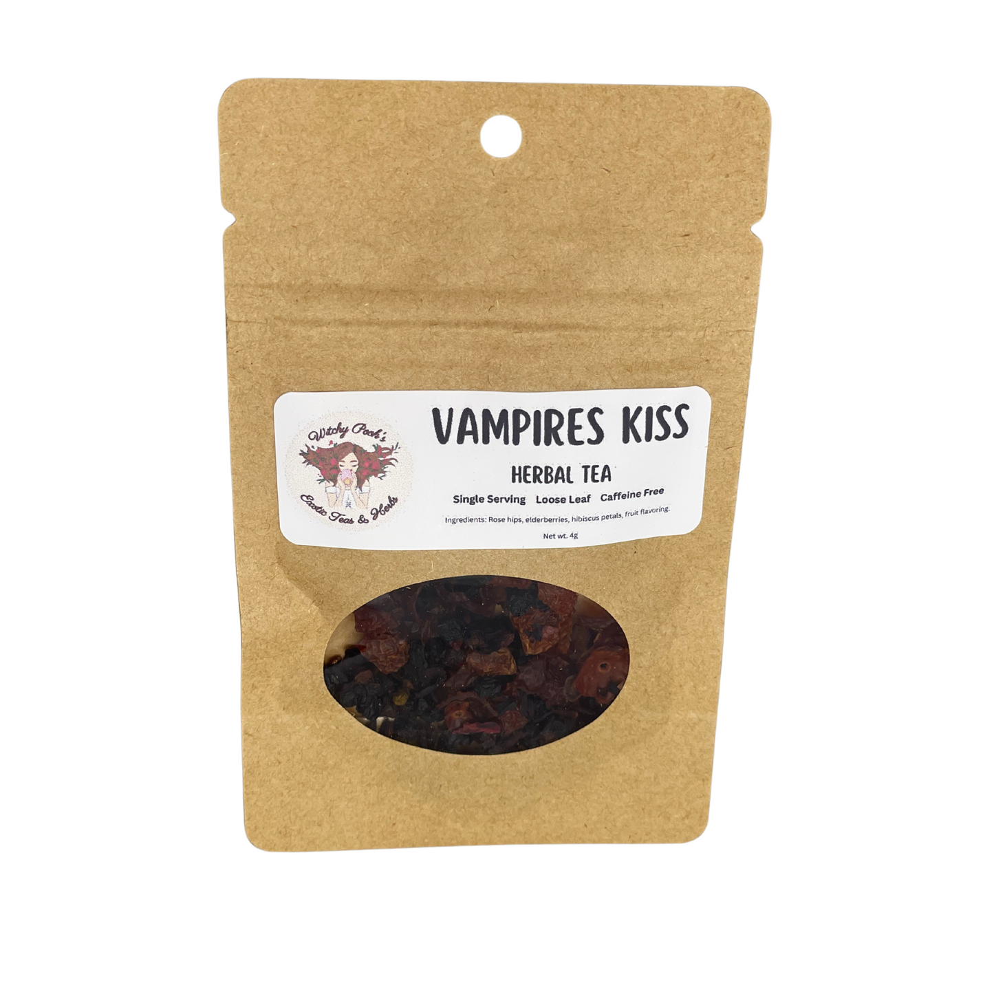 Witchy Pooh's Vampire's Kiss Loose Leaf Elderberry Fruit Herbal Tea, Caffeine Free