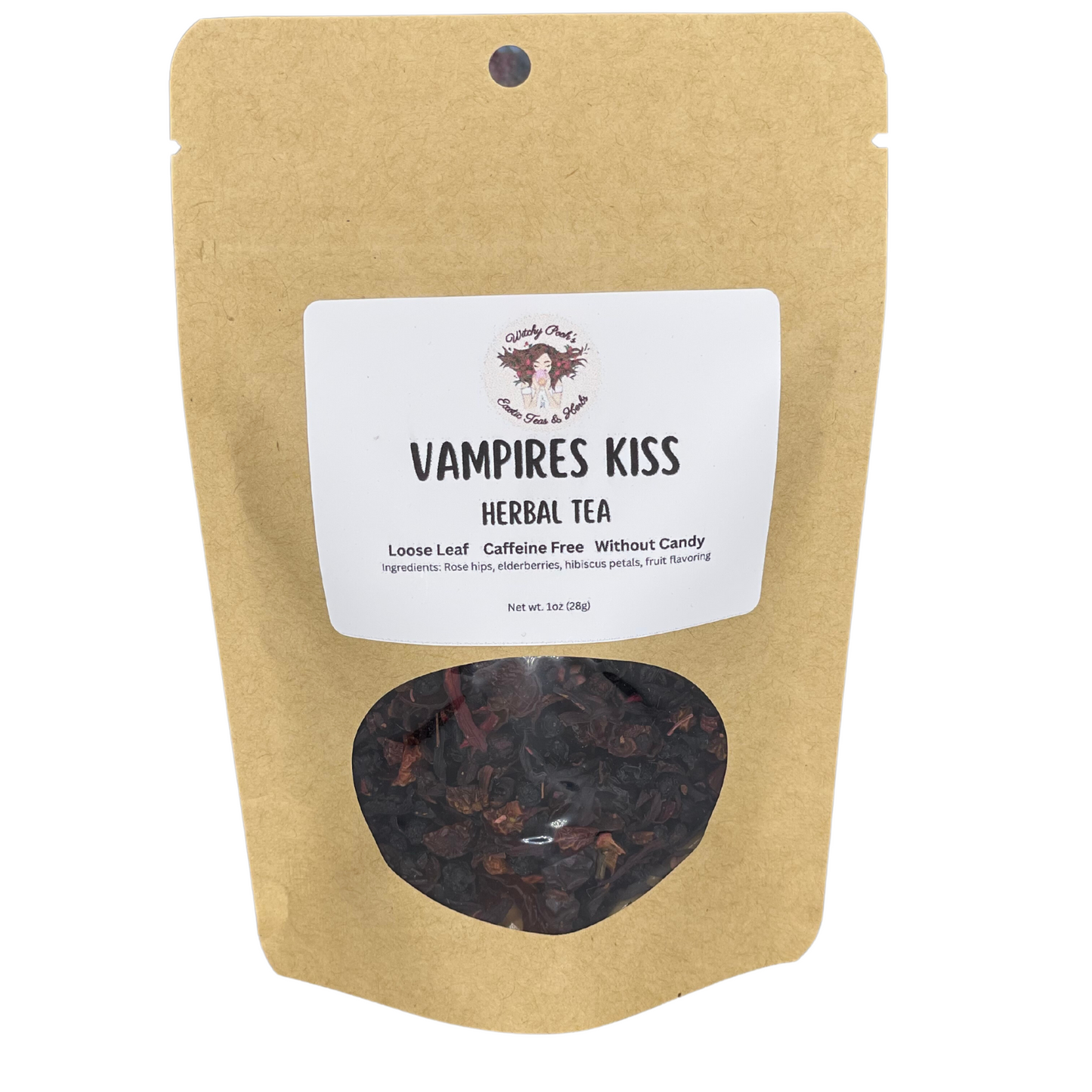 Witchy Pooh's Vampire's Kiss Loose Leaf Elderberry Fruit Herbal Tea, Caffeine Free