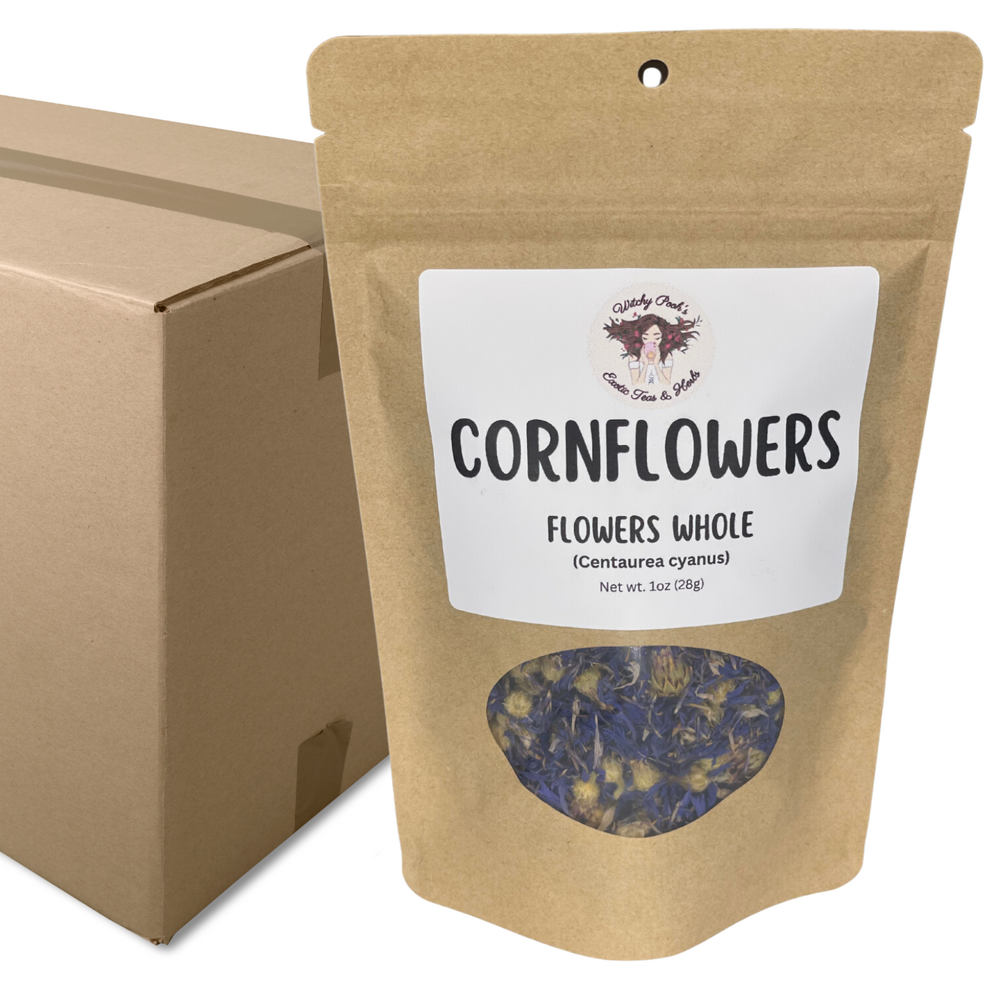 Witchy Pooh's Cornflowers Whole Loose Leaf Herbal Blue Tea, Caffeine Free