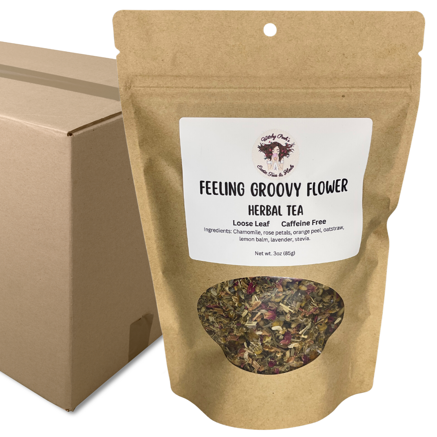 Witchy Pooh's Feeling Groovy Flower Loose Leaf Herbal Tea For Relaxation Caffeine Free