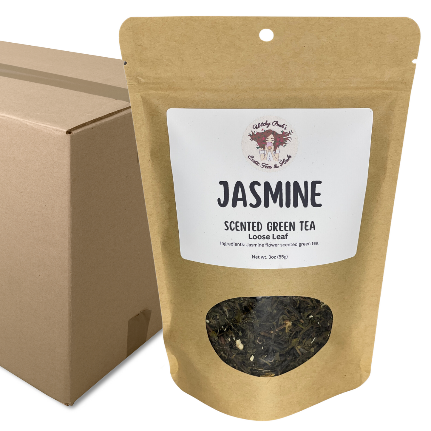 Witchy Pooh's Jasmine Scented Loose Leaf Sencha Green Tea