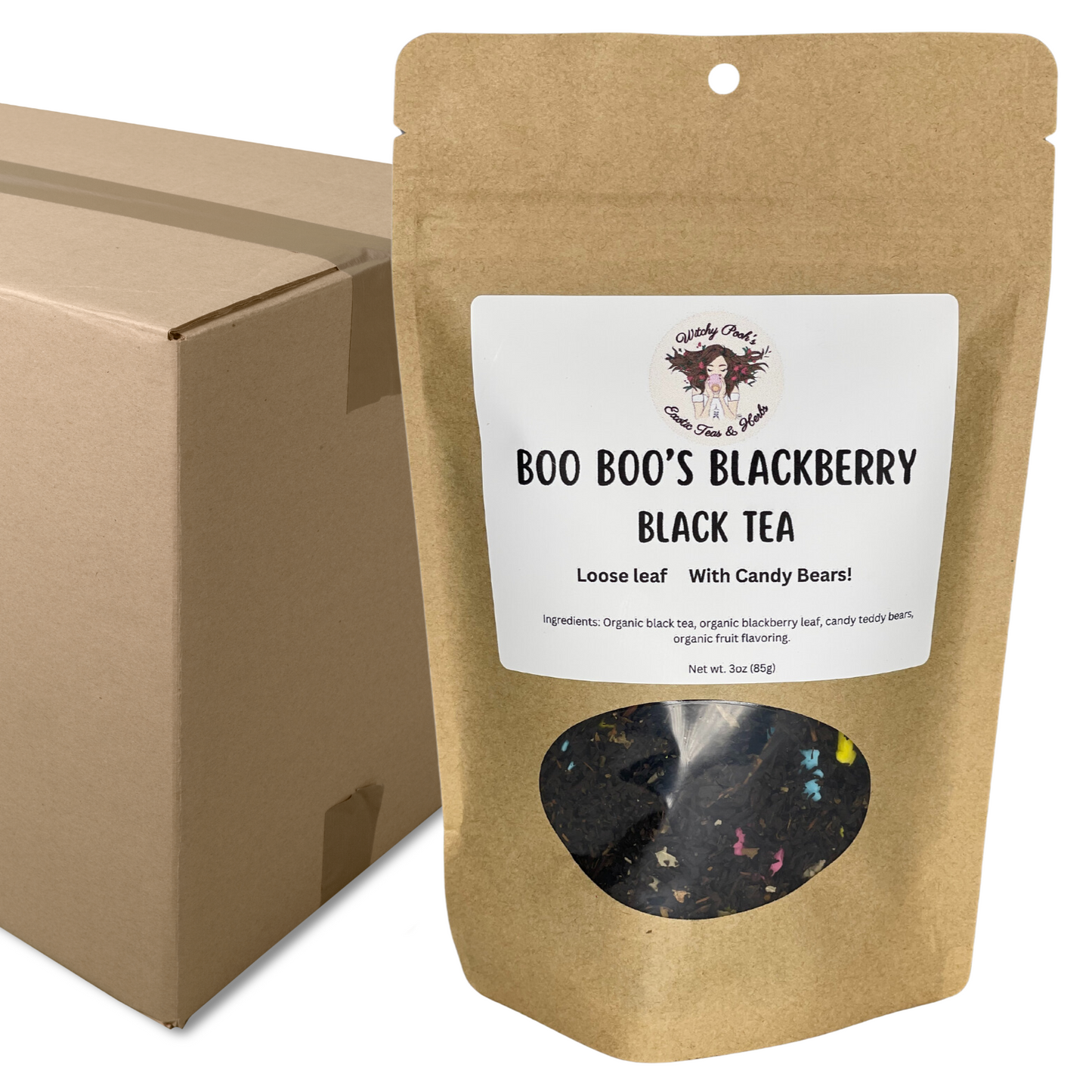 Witchy Pooh's Boo Boo's Blackberry Loose Leaf Black Tea with Candy Teddy Bears