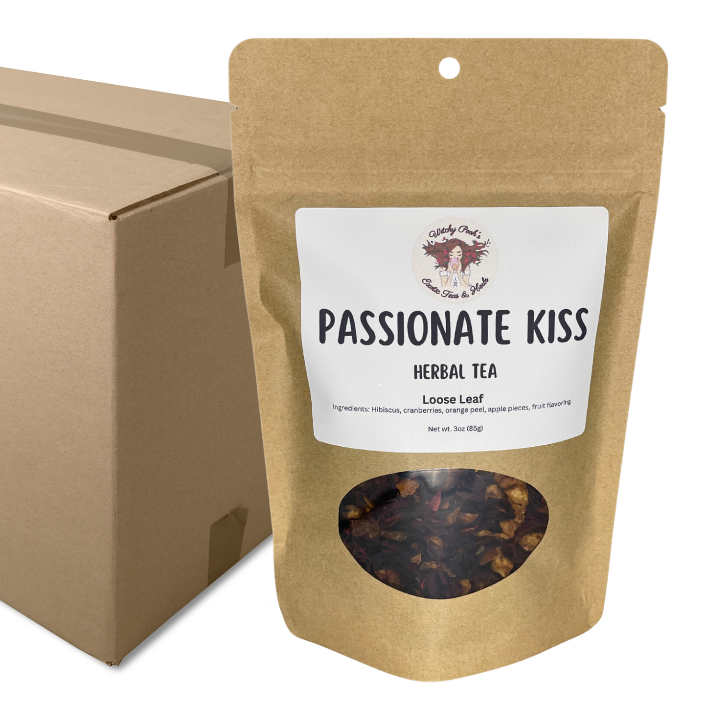 Witchy Pooh's Passionate Kiss Loose Leaf Fruit Hibiscus Herbal Tea, Caffeine Free