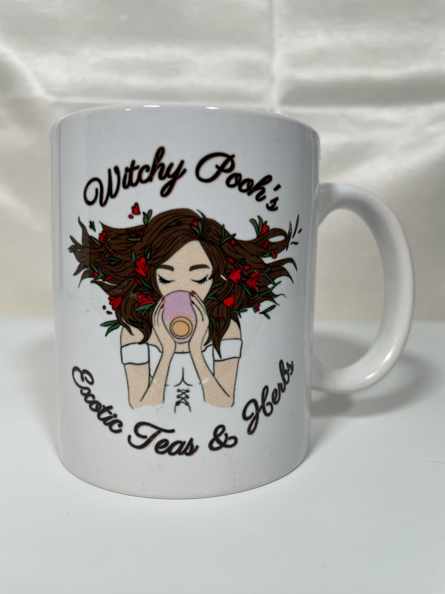 Witchy Pooh's Mugs, White Coffee Cup with The Witchy Pooh Logo